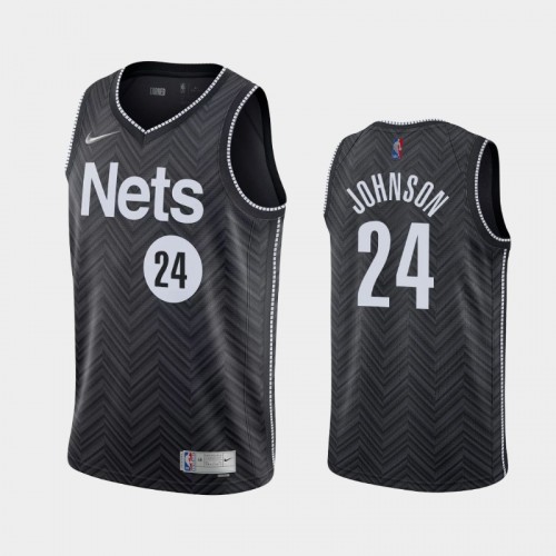 Men's Brooklyn Nets Alize Johnson #24 2021 Earned Black Jersey