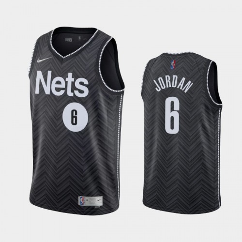 Men's Brooklyn Nets #6 DeAndre Jordan 2021 Earned Black Jersey