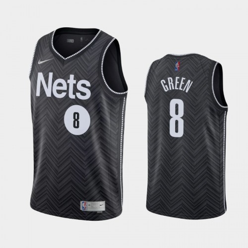 Men's Brooklyn Nets #8 Jeff Green 2021 Earned Black Jersey