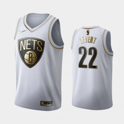 Men's Brooklyn Nets #22 Caris LeVert White Golden Edition Jersey