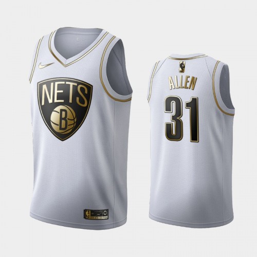 Men's Brooklyn Nets #31 Jarrett Allen White Golden Edition Jersey