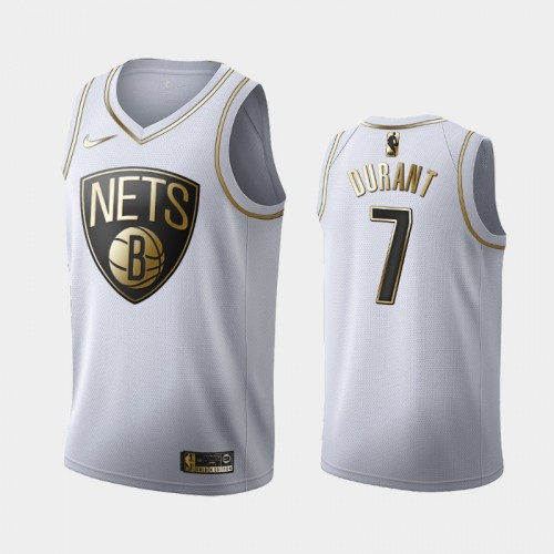 Men's Brooklyn Nets #7 Kevin Durant White Golden Edition Jersey