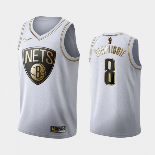 Men's Brooklyn Nets #8 Spencer Dinwiddie White Golden Edition Jersey