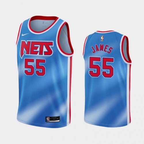 Men's Brooklyn Nets #55 Mike James 2021 Hardwood Classics Blue Jersey