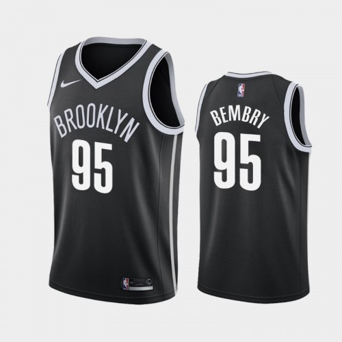 Brooklyn Nets Deandre' Bembry Men #95 Icon Edition Black Jersey