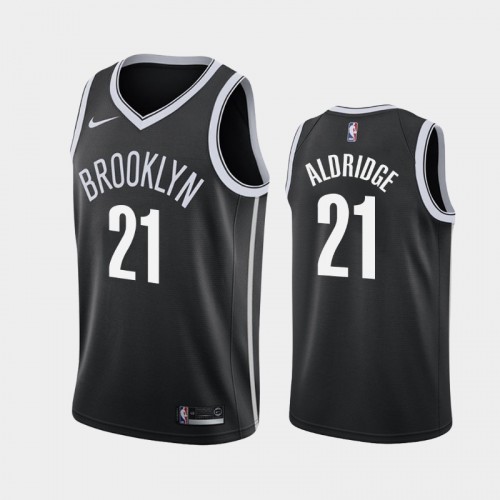 Men's Brooklyn Nets #21 LaMarcus Aldridge 2021 Icon Black Jersey