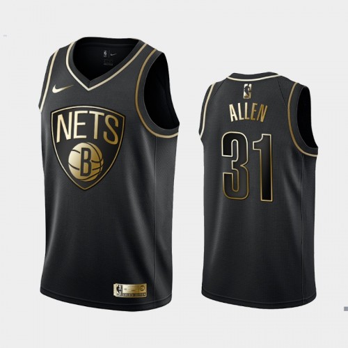 Men's Brooklyn Nets #31 Jarrett Allen Black Golden Logo Jersey