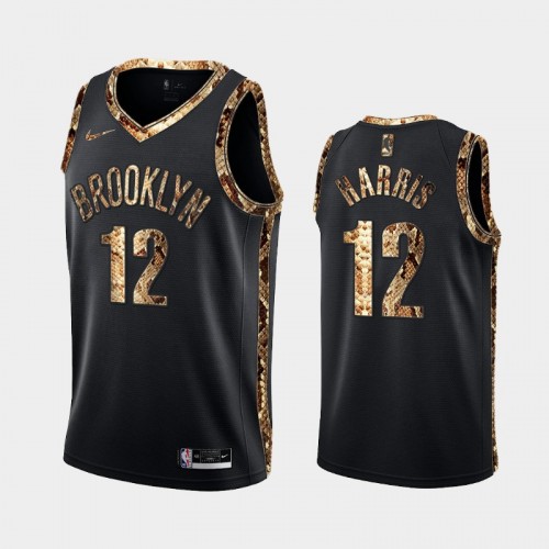 Brooklyn Nets Joe Harris Men #12 Real Python Skin Black 2021 Exclusive Edition Jersey