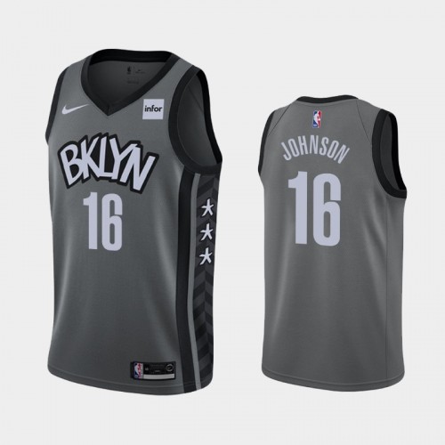 Brooklyn Nets James Johnson Men #16 Statement Edition 2021 Trade Gray Jersey