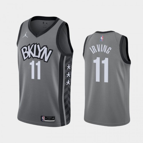 Men's Brooklyn Nets #11 Kyrie Irving 2020-21 Statement Gray Jersey