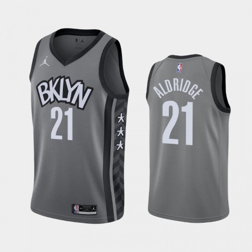 Men's Brooklyn Nets #21 LaMarcus Aldridge 2021 Statement Gray Jersey