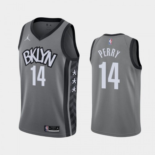 Men's Brooklyn Nets #14 Reggie Perry 2020-21 Statement Gray Jersey