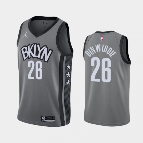 Men's Brooklyn Nets #26 Spencer Dinwiddie 2020-21 Statement Gray Jersey