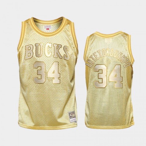 Limited Gold Milwaukee Bucks #34 Giannis Antetokounmpo Midas SM Jersey