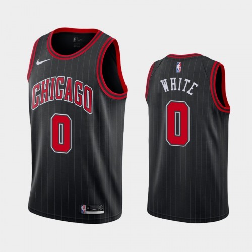 Men's Chicago Bulls #0 Coby White Black Statement Pinstripe Jersey