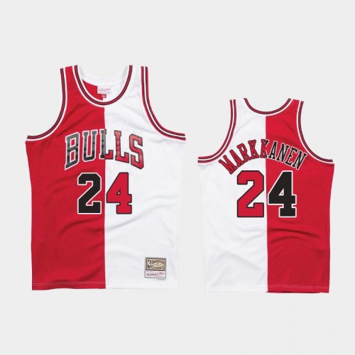 Bulls #24 Lauri Markkanen Split Two-Tone White Red Jersey