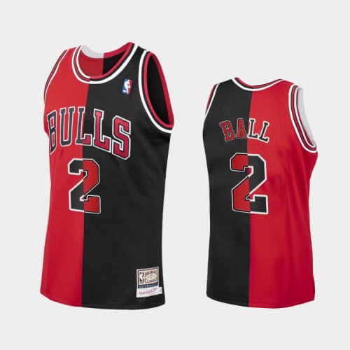 Chicago Bulls #2 Lonzo Ball Men Split Edition Throwback Red Black Jersey