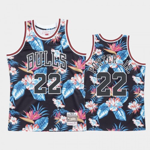 Men's Bulls #22 Otto Porter Jr. Floral Fashion Black Jersey