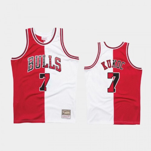 Bulls #7 Toni Kukoc 1997-98 Split Two-Tone White Red Jersey