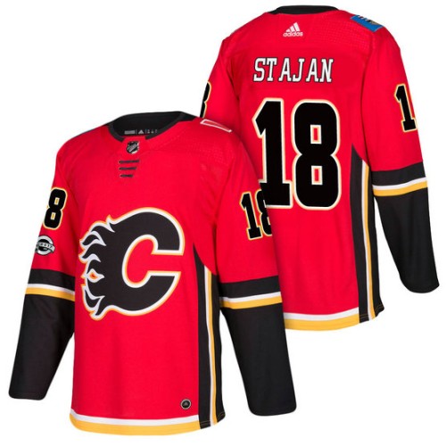 #18 Matt Stajan Red 2018 New Season Home Authentic Jersey With Anniversary Patch