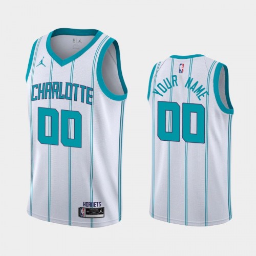 Men's Charlotte Hornets #00 Custom 2020-21 Association White Jersey