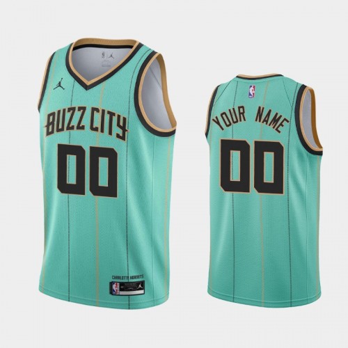 Men's Charlotte Hornets #00 Custom 2020-21 Buzz City Teal Jersey