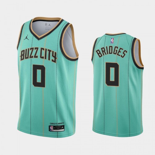 Men's Charlotte Hornets #0 Miles Bridges 2020-21 Buzz City Teal Jersey