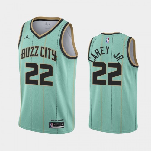 Men's Charlotte Hornets Vernon Carey Jr. #22 Buzz City 2020 NBA Draft Mint Green Jersey