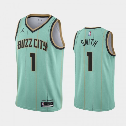 Charlotte Hornets Ish Smith Men #1 City Edition 2021 NBA Draft Mint Green Jersey