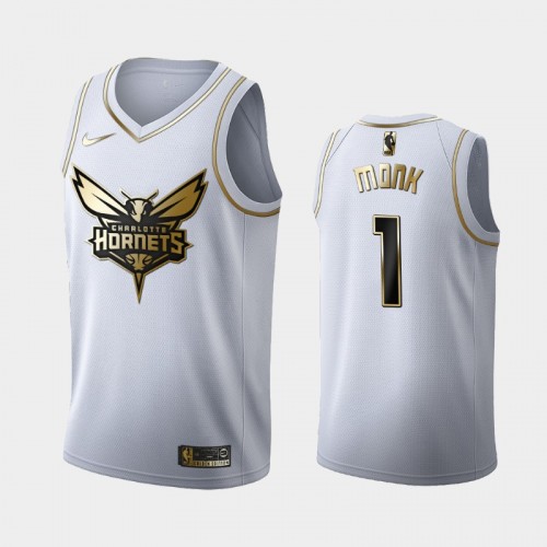 Men's Charlotte Hornets #1 Malik Monk White Golden Edition Jersey