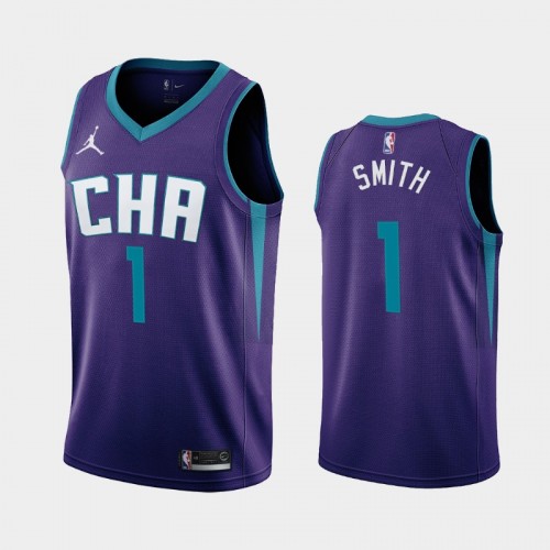 Charlotte Hornets Ish Smith Men #1 Statement Edition 2021 NBA Draft Purple Jersey