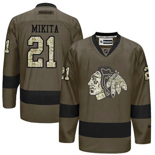 Stan Mikita #21 Green Camo Player Jersey