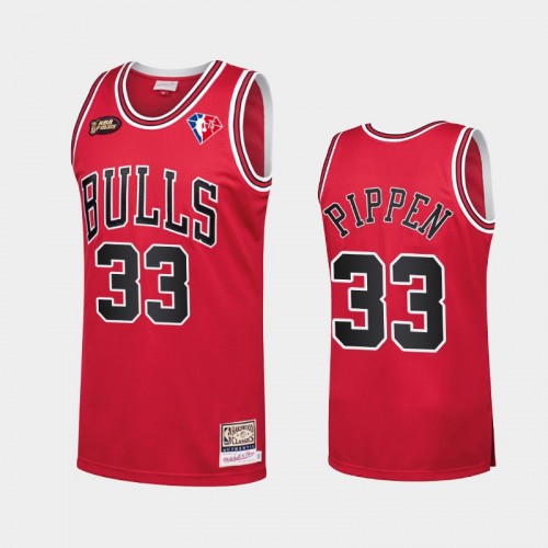 Chicago Bulls Scottie Pippen Men #33 75th Anniversary Logo Red Throwback Jersey