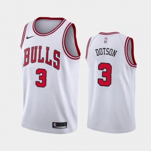 Men's Chicago Bulls Devon Dotson #3 2020-21 Association White Jersey