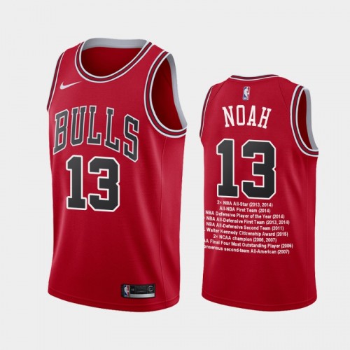 Men Chicago Bulls Joakim Noah 2007-2016 Career Awards Special Edition Red Jersey