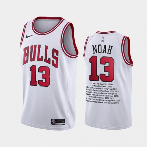 Men Chicago Bulls Joakim Noah 2007-2016 Career Awards Limited Edition White Jersey