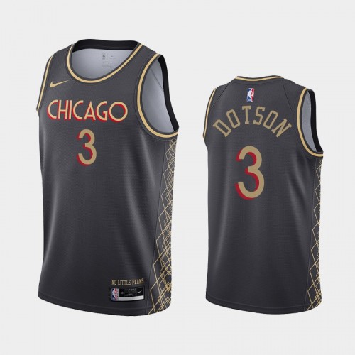 Men Chicago Bulls Devon Dotson #3 2020-21 City Black Jersey