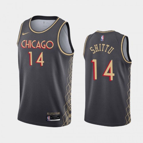 Men's Chicago Bulls #14 Simisola Shittu 2020-21 City Black Jersey