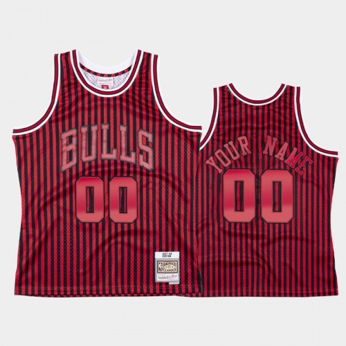 Chicago Bulls #00 Custom Striped Red 1997-98 Jersey