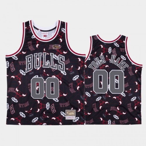 Custom Chicago Bulls #00 Red Tear Up Pack Hardwood Classics Jersey