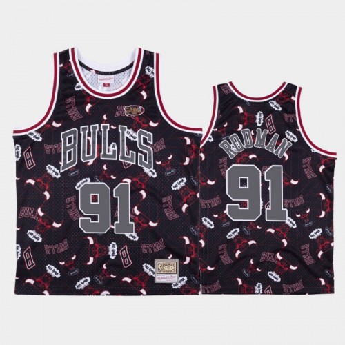 Dennis Rodman Chicago Bulls #91 Red Tear Up Pack Hardwood Classics Jersey