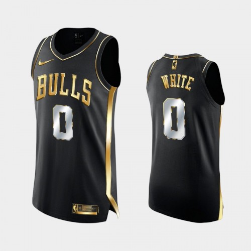 Men Chicago Bulls #0 Coby White Black Golden Edition Authentic Limited Jersey