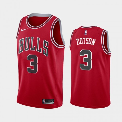 Men's Chicago Bulls Devon Dotson #3 2020-21 Icon Red Jersey