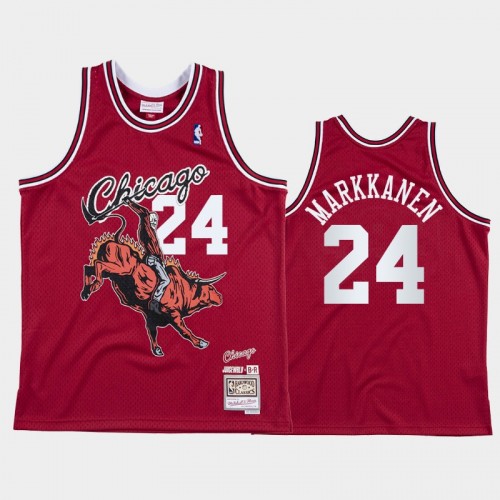 Men's Chicago Bulls #24 Lauri Markkanen Red Juice Wrld x BR Remix Jersey