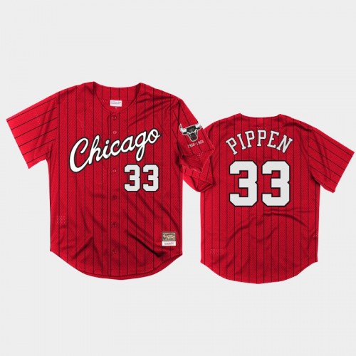 Chicago Bulls Scottie Pippen Men #33 Neon World Red HWC Mesh Baseball Jersey