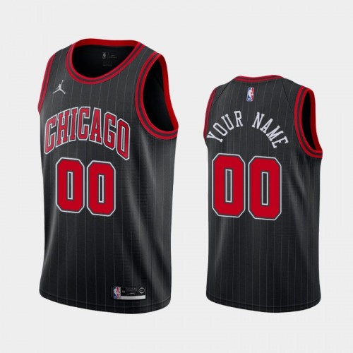 Men's Chicago Bulls #00 Custom 2020-21 Statement Black Jersey