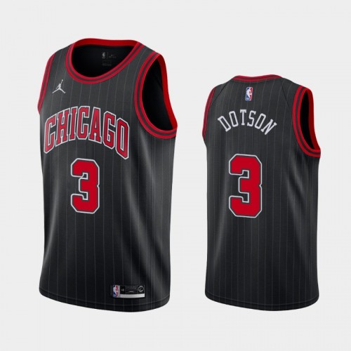 Men's Chicago Bulls Devon Dotson #3 2020-21 Statement Black Jersey