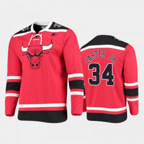 Men's Chicago Bulls #34 Wendell Carter Jr. Pointman Hockey Red Fashion Jersey