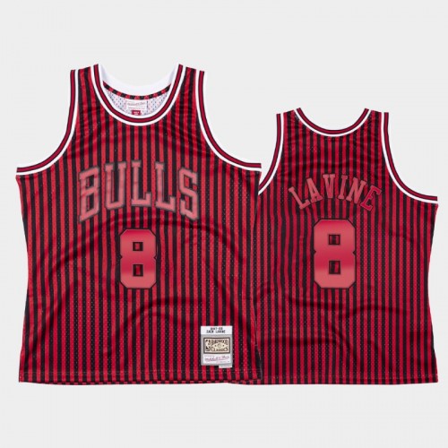 Chicago Bulls #8 Zach LaVine Striped Red 1997-98 Jersey