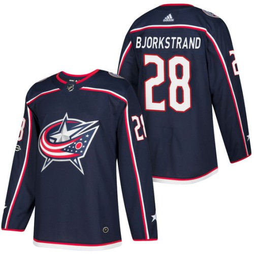 #28 Oliver Bjorkstrand Navy 2018 New Season Home Authentic Jersey With Anniversary Patch